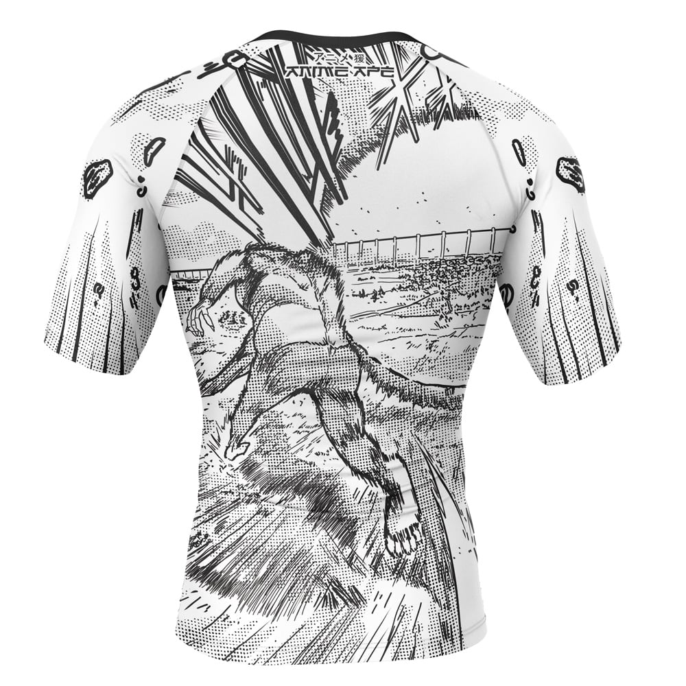 Beast Titan Battle of Shiganshina Attack on Titan Short Sleeve Rash Guard Compression Shirt