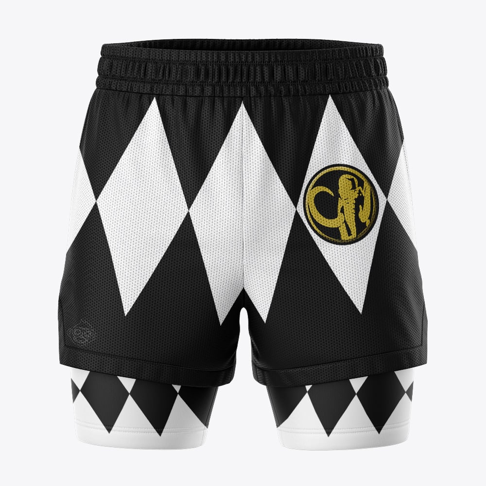 Black Ranger V1 Power Rangers 2-in-1 Competition Shorts - Image 2