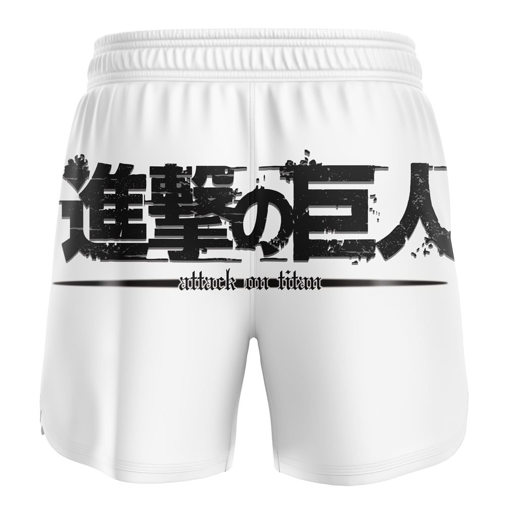 Black Splatter Kanji Symbol Attack on Titan BJJ MMA Fight Shorts