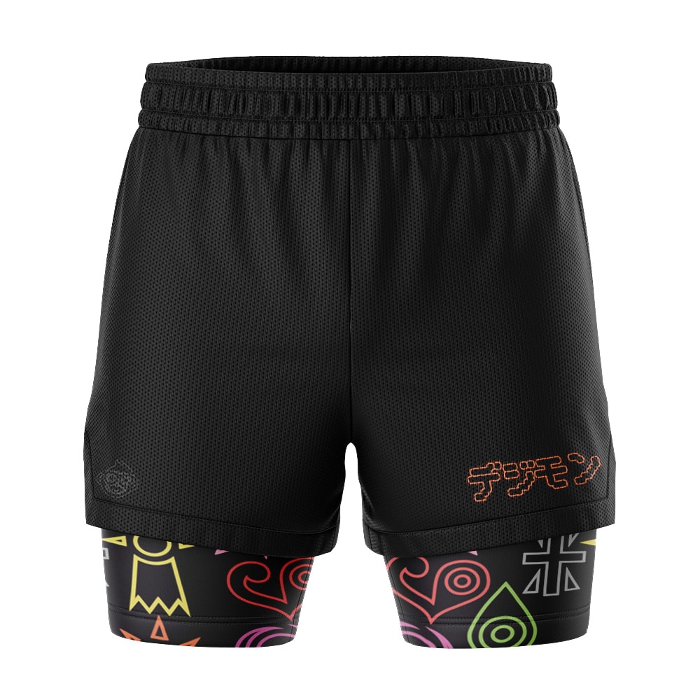 Crest Symbols Digimon 2-in-1 Competition Shorts - Image 2