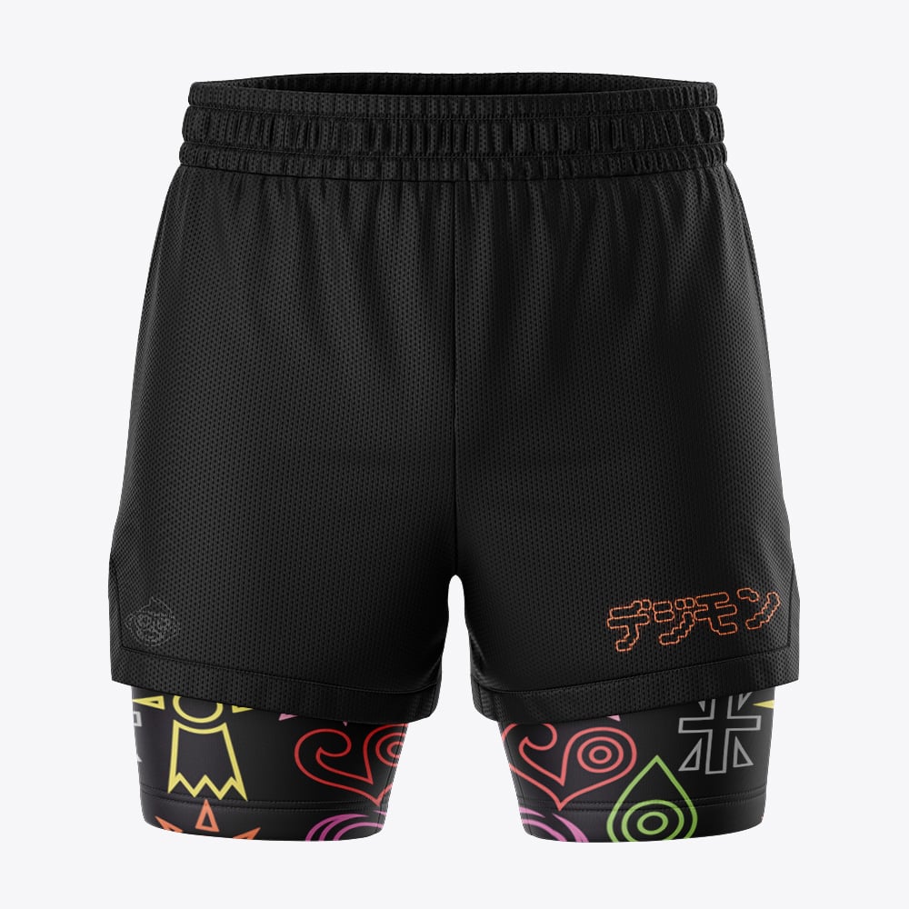 Crest Symbols Digimon 2-in-1 Competition Shorts - Image 2
