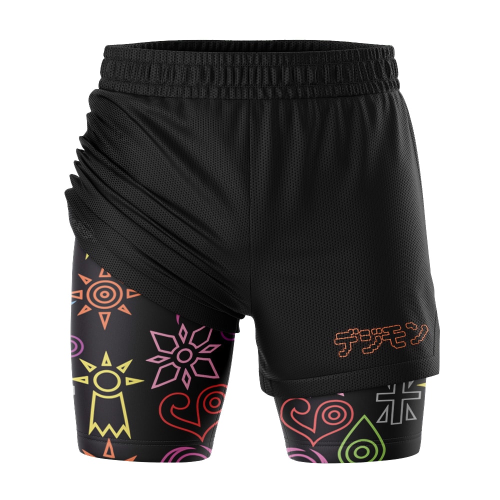 Crest Symbols Digimon 2-in-1 Competition Shorts