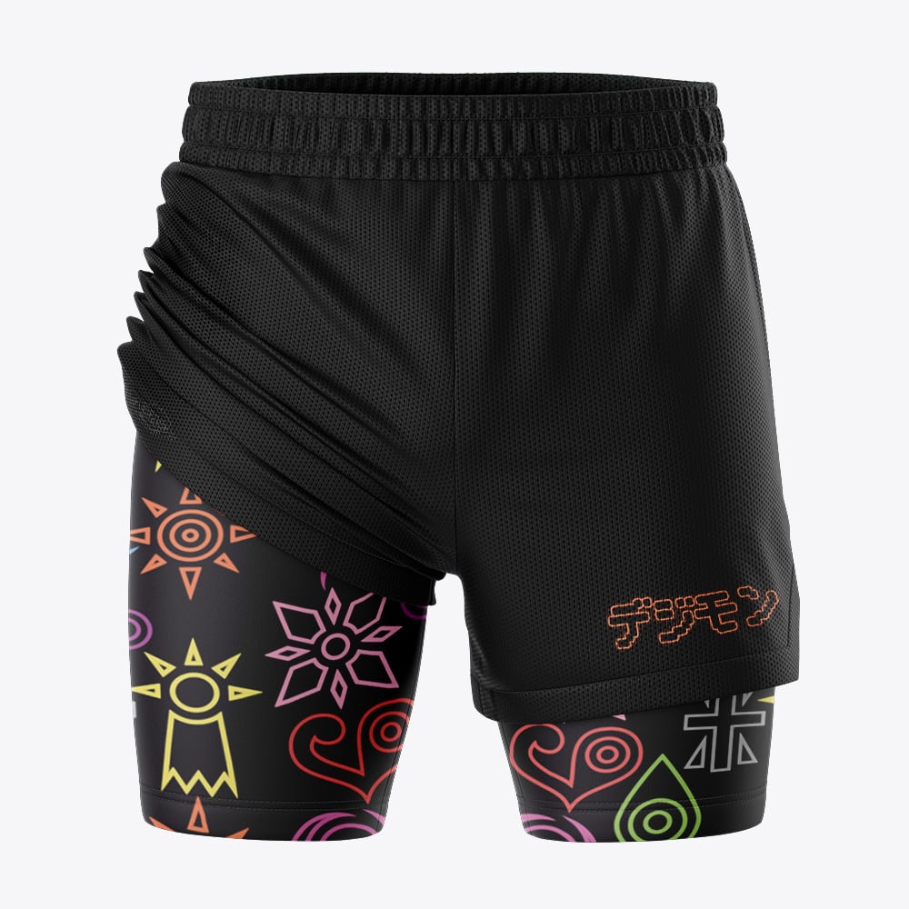 Crest Symbols Digimon 2-in-1 Competition Shorts