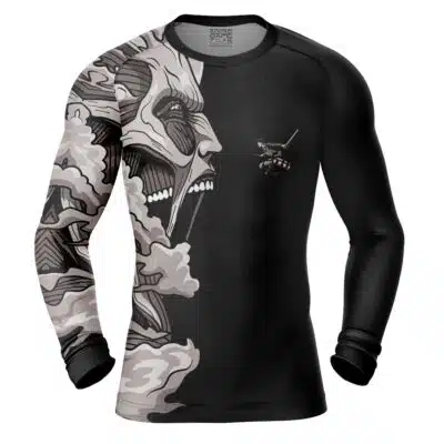 Eren Yeager Versus Colossal Titan V2 AOT Long Sleeve Rash Guard Compression Shirt