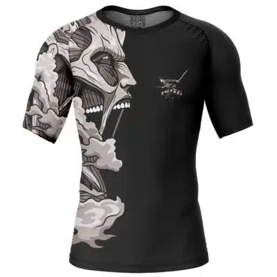 Eren Yeager Versus Colossal Titan V2 AOT Short Sleeve Rash Guard Compression Shirt