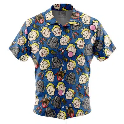 Fallout Pattern Short Sleeve Button Up Hawaiian Shirt