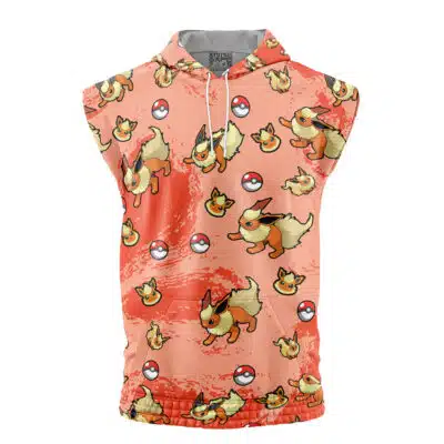 Flareon Pattern Pokemon Sleeveless Hoodie