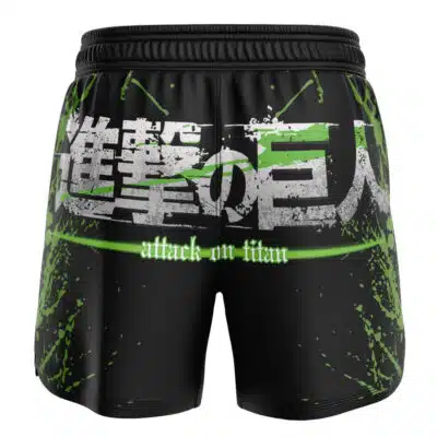 Green Splatter Kanji Symbol Attack On Titan BJJ MMA Fight Shorts Combined
