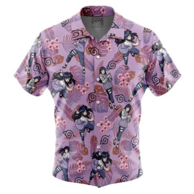 Hinata Hyuga Pattern Naruto Short Sleeve Button Up Hawaiian Shirt