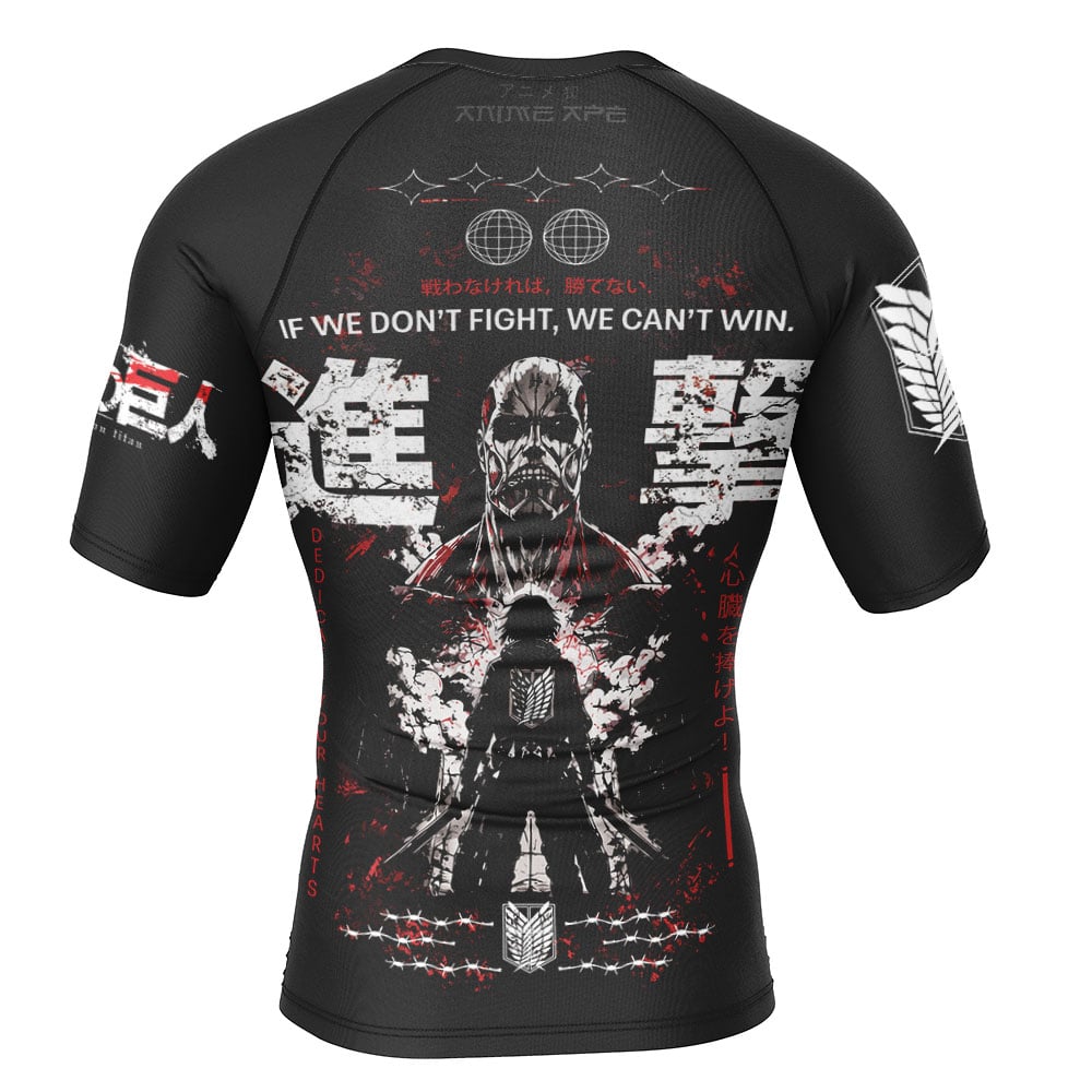 If We Don't Fight We Can't Win V1 Attack on Titan Short Sleeve Rash Guard Compression Shirt - Image 2