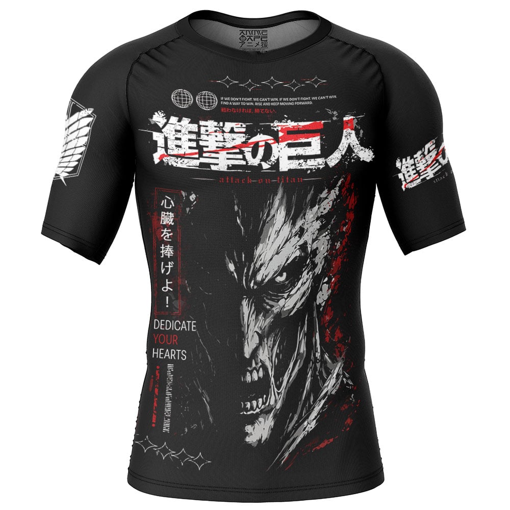 If We Don't Fight We Can't Win V1 Attack on Titan Short Sleeve Rash Guard Compression Shirt