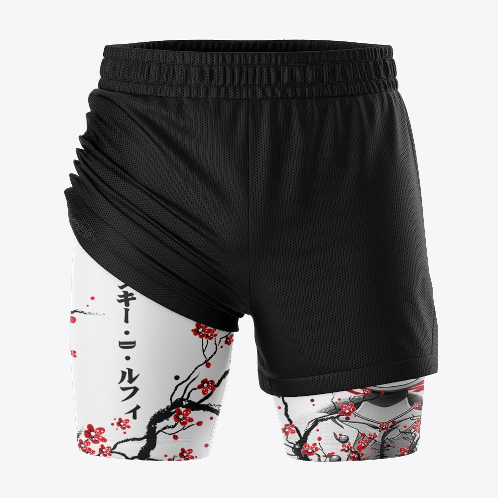 Luffy Gear 5 V2 Cherry Blossom One Piece 2-in-1 Competition Shorts - Image 3