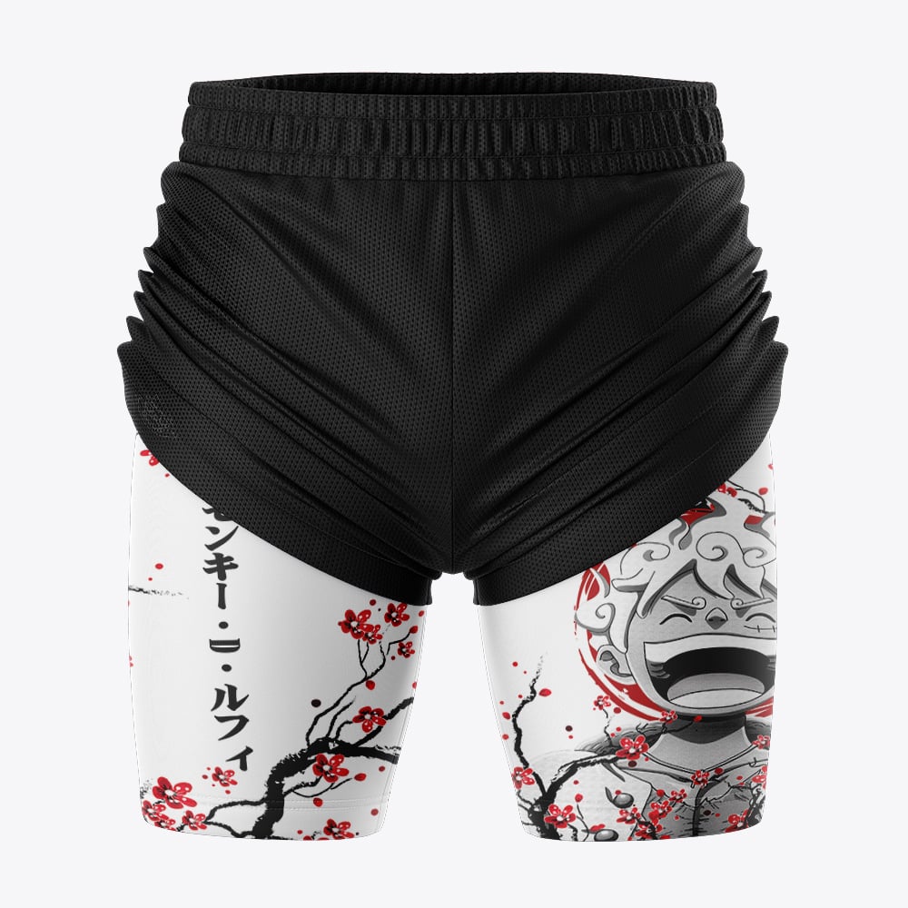 Luffy Gear 5 V2 Cherry Blossom One Piece 2-in-1 Competition Shorts
