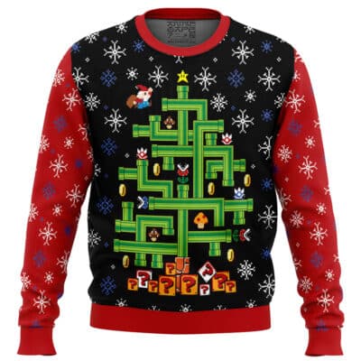 Mario Tube Christmas Tree Super Mario Ugly Christmas Sweater