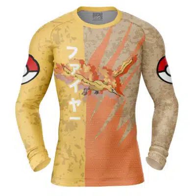 Moltres Attack Pokemon Long Sleeve Rash Guard Compression Shirt