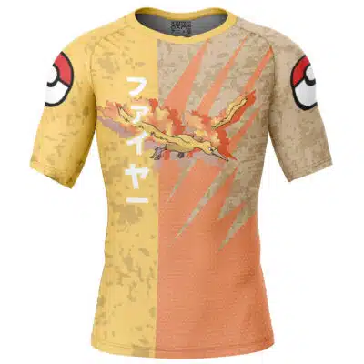 Moltres Attack Pokemon Short Sleeve Rash Guard Compression Shirt