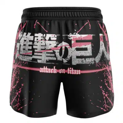 Pink Splatter Kanji Symbol Attack On Titan BJJ MMA Fight Shorts Combined