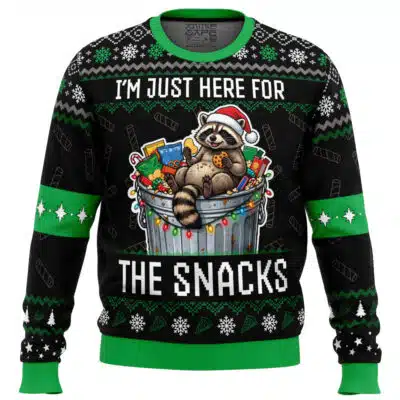 Raccoon For The Snacks Ugly Christmas Sweater