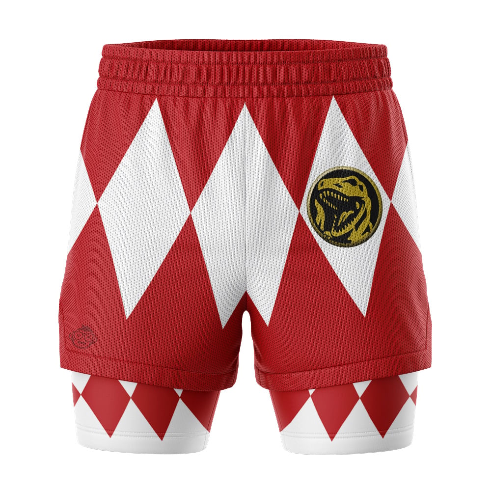 Red Ranger V1 Power Rangers 2-in-1 Competition Shorts - Image 2