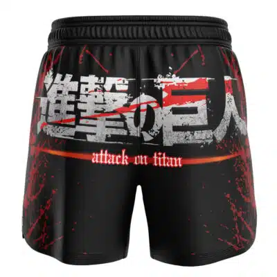 Red Splatter Kanji Symbol Attack On Titan BJJ MMA Fight Shorts Combined