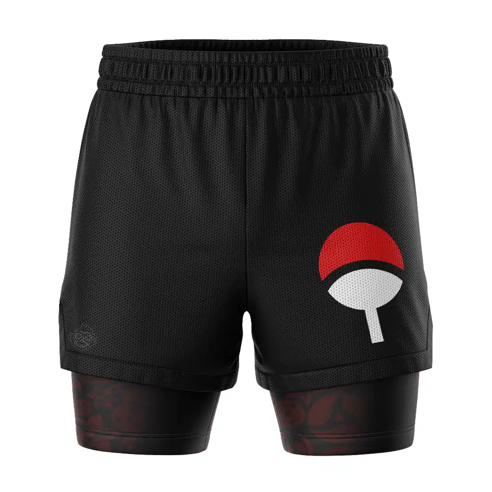 Uchiha Symbol Black Shippuden 2-in-1 Competition Shorts - Image 2