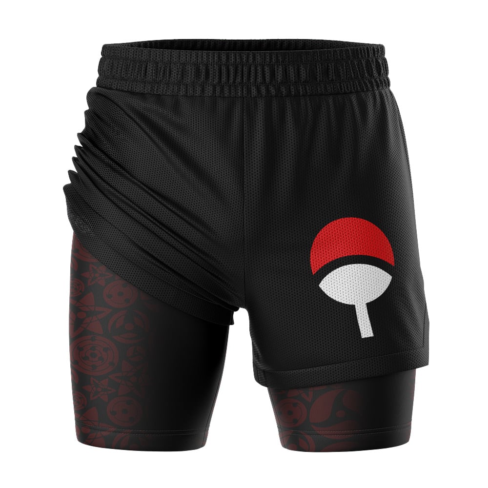 Uchiha Symbol Black Shippuden 2-in-1 Competition Shorts