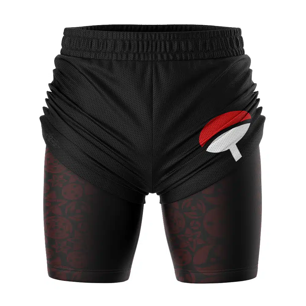 Uchiha Symbol Black Shippuden 2-in-1 Competition Shorts - Image 3