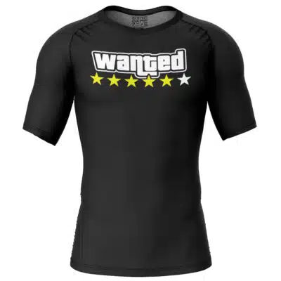 Wanted Wasted Grand Theft Auto Short Sleeve Rash Guard Compression Shirt