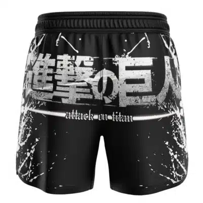 White Splatter Kanji Symbol Attack On Titan BJJ MMA Fight Shorts Combined