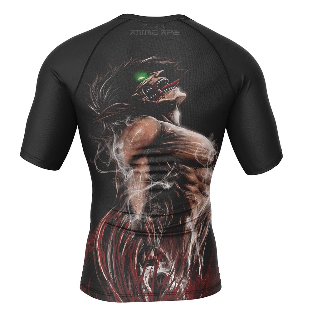 Wrath of The Titan Attack on Titan Short Sleeve Rash Guard Compression Shirt