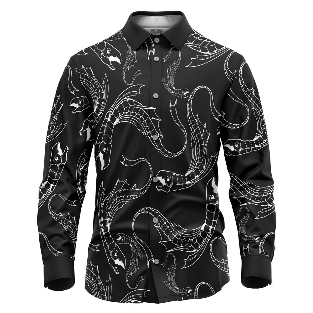 Chrollo Indoor Fish Hunter x Hunter Long Sleeve Button Up Shirt - Image 2