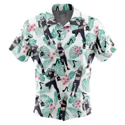 Kabuto Yakushi Pattern Short Sleeve Button Up Hawaiian Shirt