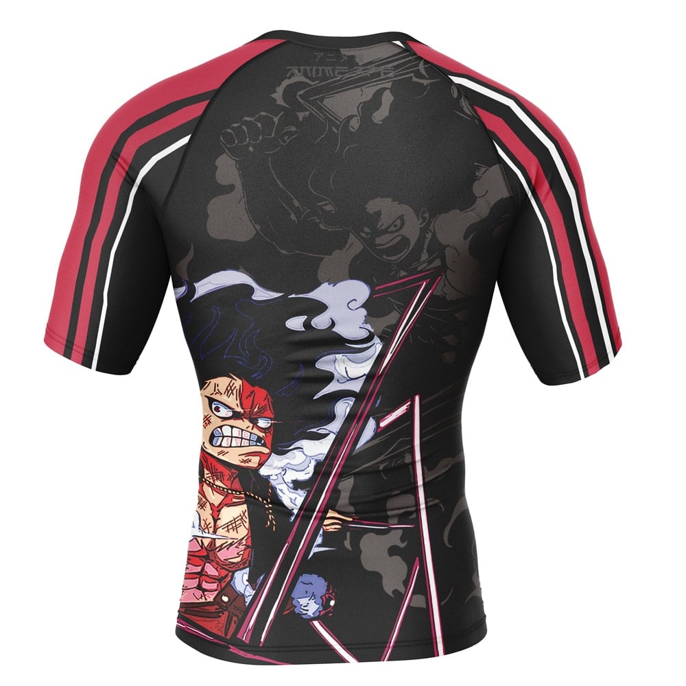 Monkey D. Luffy Gear 4th Snakeman One Piece Short Sleeve Rash Guard Compression Shirt - Image 2