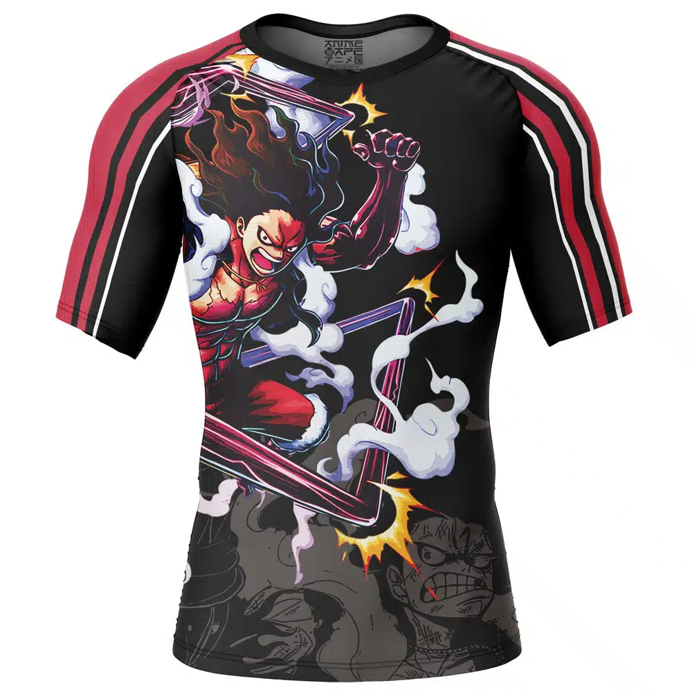 Monkey D. Luffy Gear 4th Snakeman One Piece Short Sleeve Rash Guard Compression Shirt