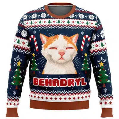 Benadryl Cat Ugly Christmas Sweater