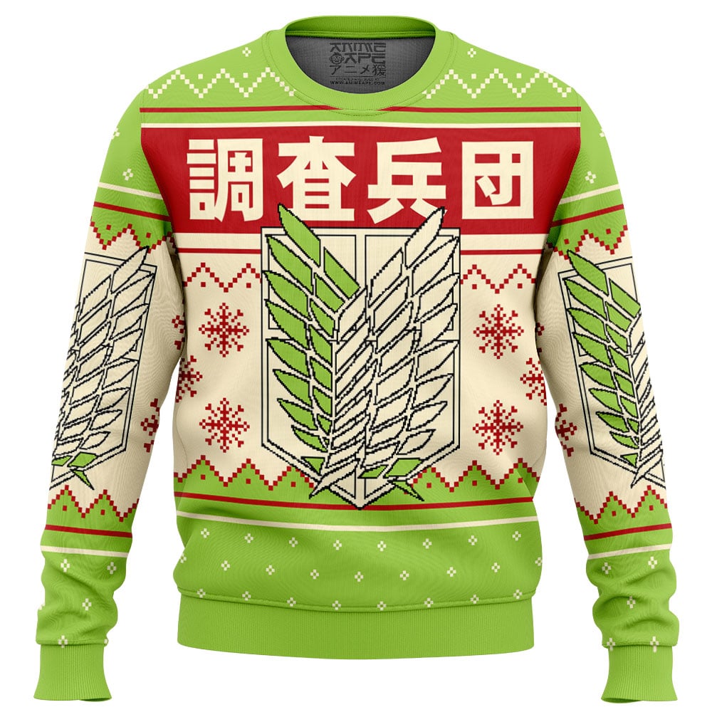 Christmas Kanji Attack on Titan Ugly Christmas Sweater