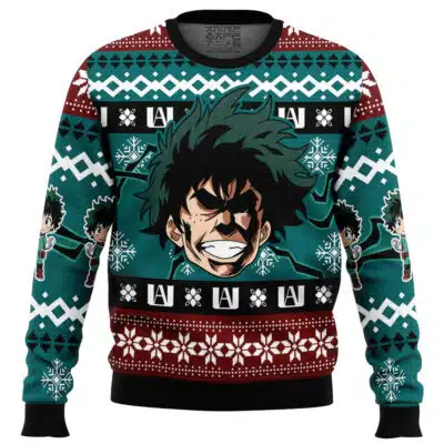 Deku All Might Face My Hero Academia Ugly Christmas Sweater