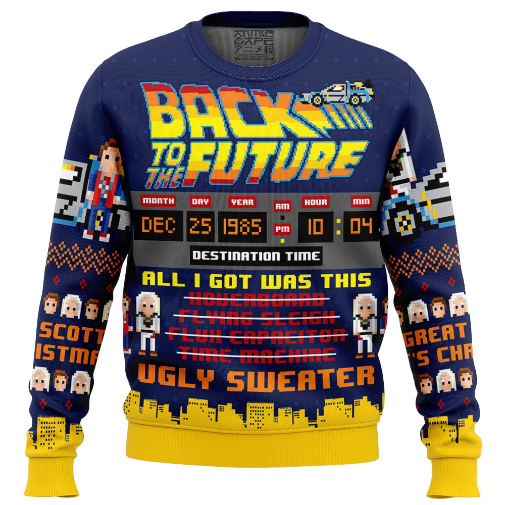 Destination Time Back To The Future Ugly Christmas Sweater