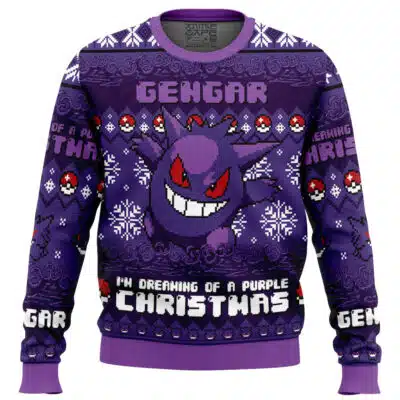 Gengar I’m Dreaming Of A Purple Christmas Pokemon Ugly Christmas Sweater