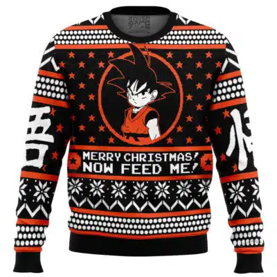 Goku Merry Christmas! Now Feed Me! Dragon Ball Z Ugly Christmas Sweater