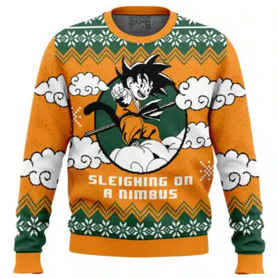 Goku Sleighing On A Nimbus Dragon Ball Z Ugly Christmas Sweater