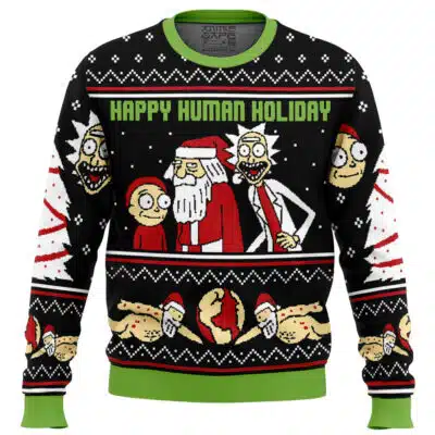 Happy Human Holiday Rick And Morty Ugly Christmas Sweater