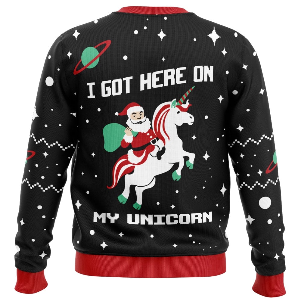 I Got Here on my Unicorn Ugly Christmas Sweater - Image 2