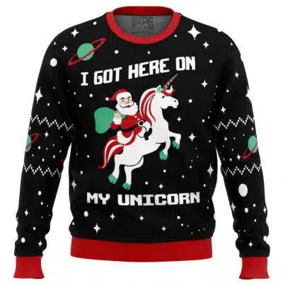 I Got Here on my Unicorn Ugly Christmas Sweater