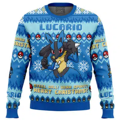 Lucario Steel Will! Pokemon Ugly Christmas Sweater