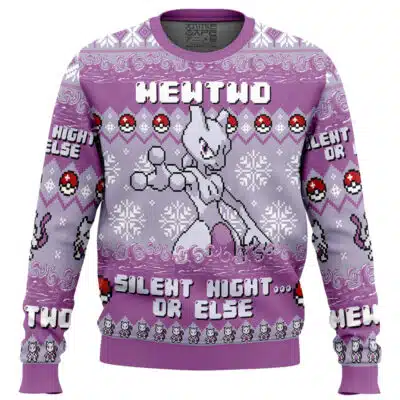 Mewtwo Silent Night... Or Else Pokemon Ugly Christmas Sweater
