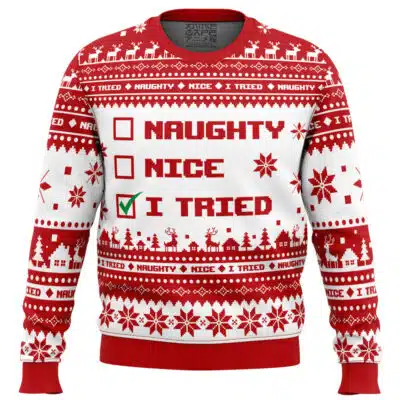 Naughty Nice I Tried Ugly Christmas Sweater
