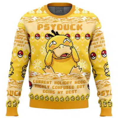 Psyduck Current Holiday Mood Highly Confused Pokemon Ugly Christmas Sweater
