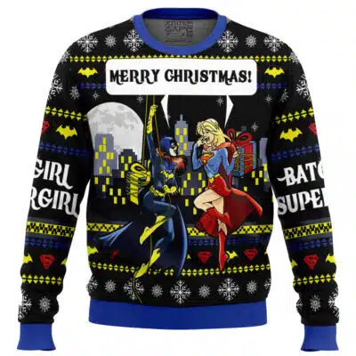 Supergirl and Batgirl Ugly Christmas Sweater