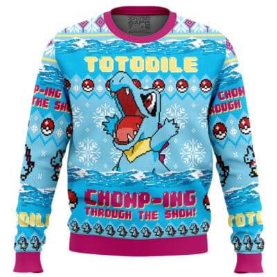 Totodile Chomp-ing Through The Snow! Ugly Christmas Sweater